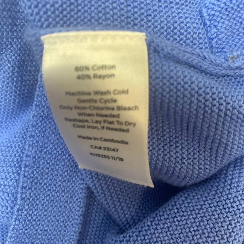 Talbots Tunic Sweater Womens X Blue Excellent Cotton Rayon Side Button Knit